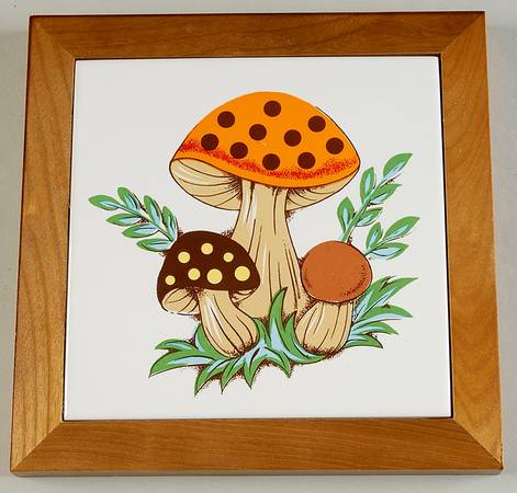 Merry Mushroom Wood Frame Trivet