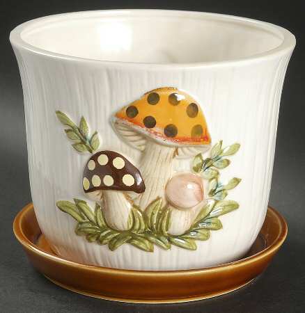 Merry Mushroom 4" Flower Pot with Underplate