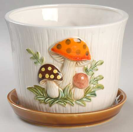 Merry Mushroom 5" Flower Pot & Underplate
