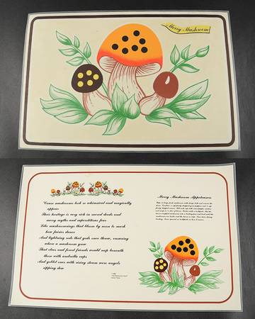 Merry Mushroom Reversible Vinyl Placemat