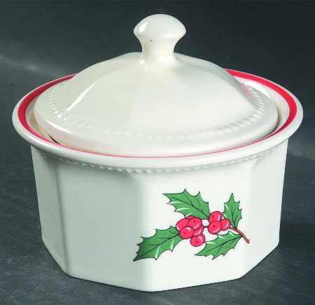 Octagon Holiday Sugar Bowl & Lid