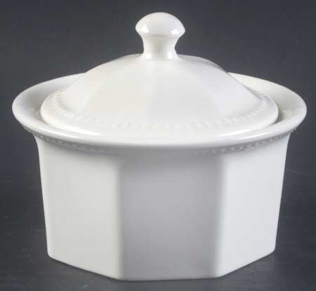 Octagon White Sugar Bowl & Lid