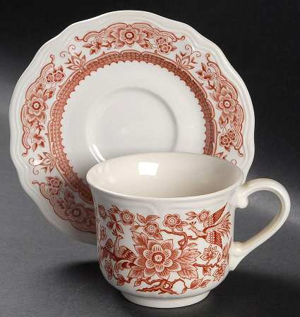 Oriental Bower Flat Cup & Saucer Set