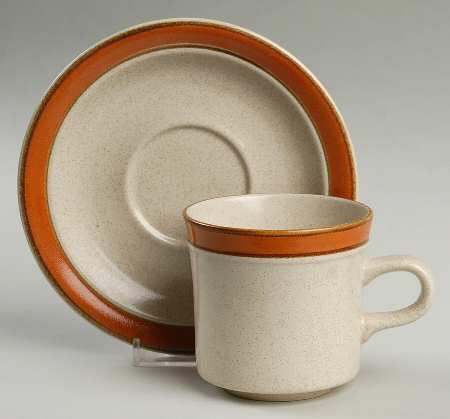 Sahara Orange Flat Cup & Saucer Set