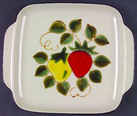 Strawberries 10" Handled Square Tray