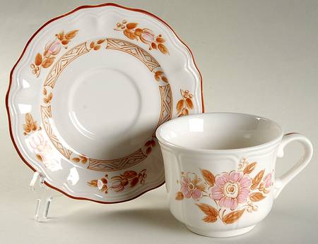 Wicker Rose Flat Cup & Saucer Set