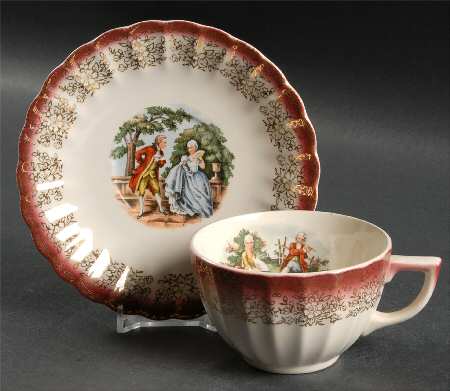 Chantilly Mandarin Maroon Flat Cup & Saucer Set