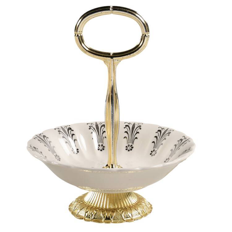Iowa Platinum 6"-7" Handled Footed Nut Dish HC