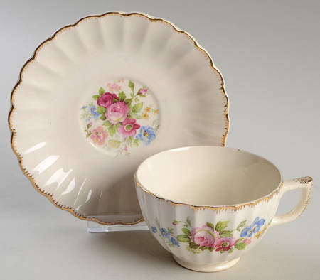 June Rose Footed Cup & Saucer Set