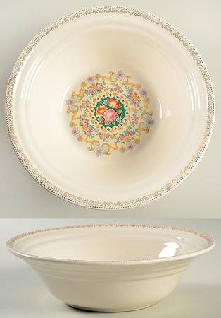 Melody (Smooth, Gold Dots On Rim) 8" Round Vegetable Bowl