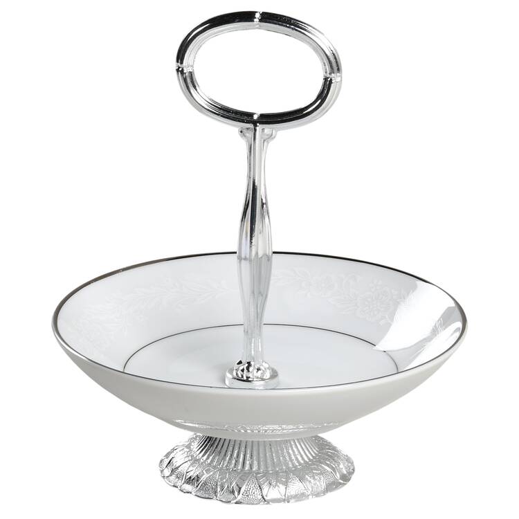 Audrey 6"-7" Handled Footed Nut Dish HC