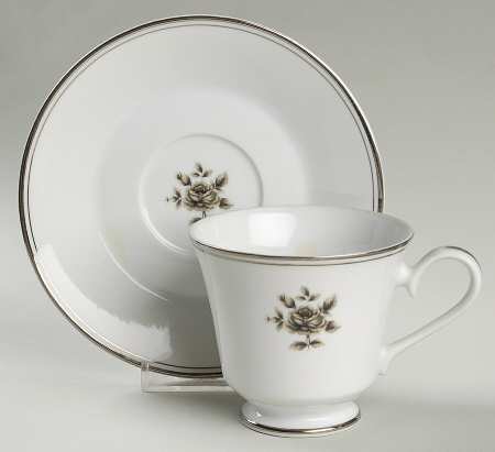 Midnight Rose Footed Cup & Saucer Set