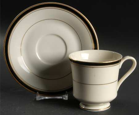Onyx Gold Footed Cup & Saucer Set