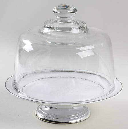 West Bluff 6 1/2"-7 1/2" Footed Cheese Plate w/ Glass Dome HC