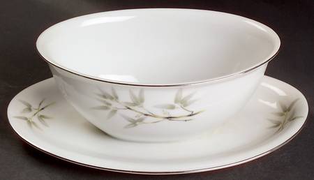 Bamboo Garden Gravy Boat with Attached Underplate