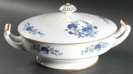 Blue Meissen Round Covered Vegetable