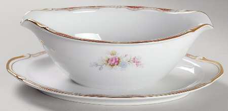 Burgundy Gravy Boat with Attached Underplate