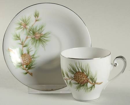 Cascade Pine Flat Demitasse Cup & Saucer Set