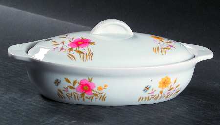 Country Flowers 1 Pint Oval Covered Casserole
