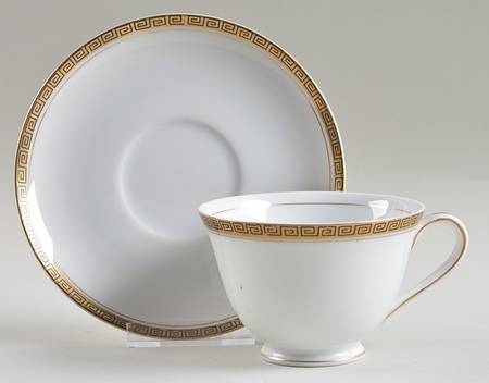 Golden Key Footed Cup & Saucer Set