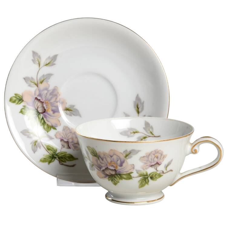 Peony Footed Cup & Saucer Set