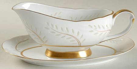 Pearl Rice (Scalloped Edge) Gravy Boat & Underplate/Relish