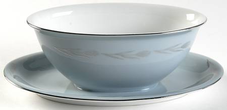 Silver Wheat Gravy Boat with Attached Underplate