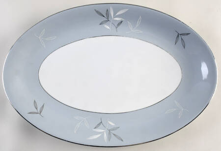 White Leaf 16" Oval Serving Platter