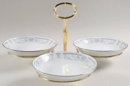 Blue Whisper 7" x 12" 3-Part Relish & Metal Stand (FR) HC