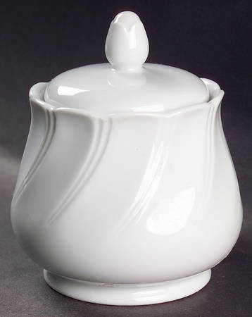 Bone White (Porcelain, Japan, All White) Sugar Bowl & Lid