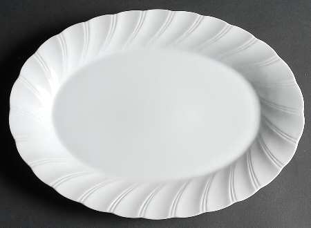 Bone White (Porcelain, Japan, All White) 14" Oval Serving Platter