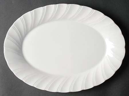 Bone White (Porcelain, Japan, All White) 12" Oval Serving Platter by Sheffield