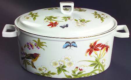 Chinese Garden 2.5 Quart Oval Covered Casserole