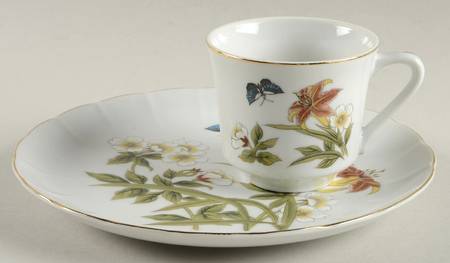 Chinese Garden Snack Plate & Cup Set