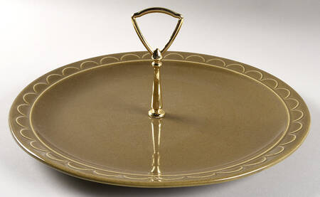 Granada Green Round Serving Plate with Handle (CH)