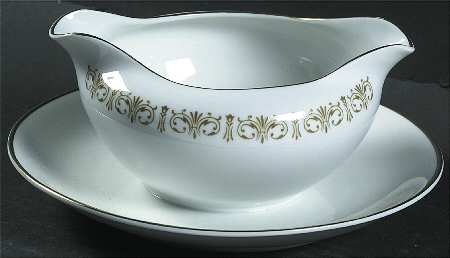 Imperial Gold Round Gravy Boat/Attached Underplate by Sheffield