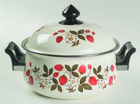 Strawberries N' Cream 3 Quart Metal Covered Casserole