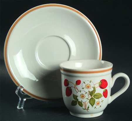Strawberries N' Cream Flat Cup & Saucer Set