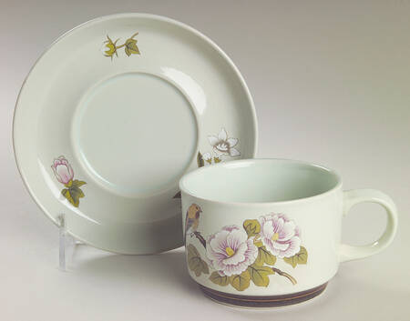 Chinese Garden (Earthenware) Flat Cup & Saucer Set
