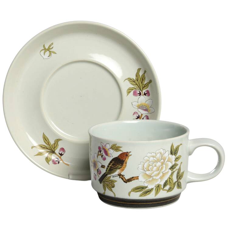 Chinese Garden (Earthenware) Flat Cup & Saucer Set