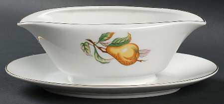 Fruit Garden Gravy Boat with Attached Underplate