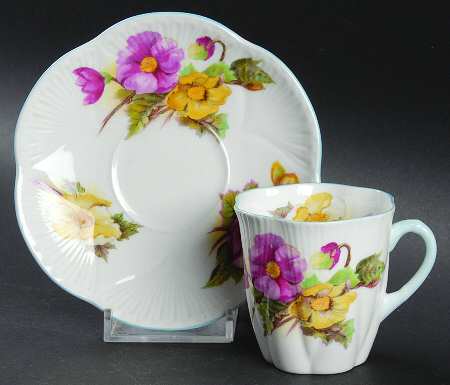 Begonia (Dainty Shape) Flat Demitasse Cup & Saucer Set