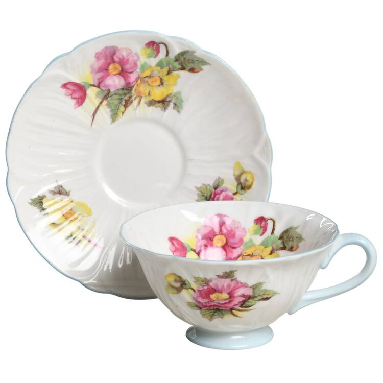 Begonia (Oleander Shape) Footed Cup & Saucer Set