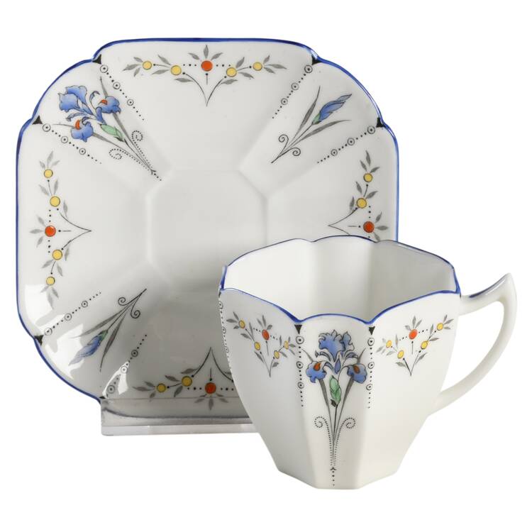 Blue Iris Flat Demitasse Cup & Saucer Set