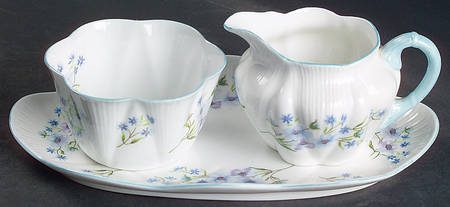 Blue Rock (Dainty Shape) Mini Creamer & Open Sugar with Tray