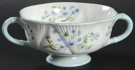 Blue Rock (Dainty Shape) Footed Cream Soup Bowl