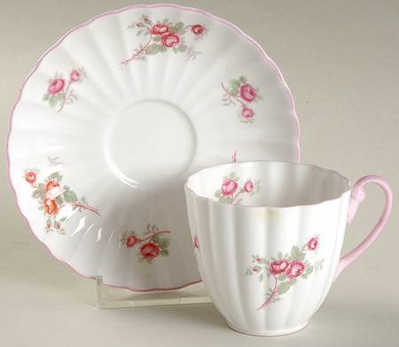 Bridal Rose (Ludlow Shape) Flat Demitasse Cup & Saucer Set