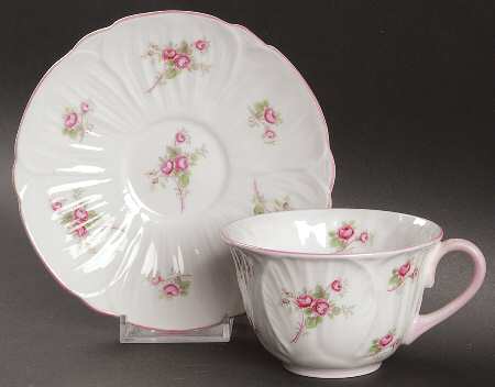 Bridal Rose (Oleander Shape) Flat Cup & Saucer Set