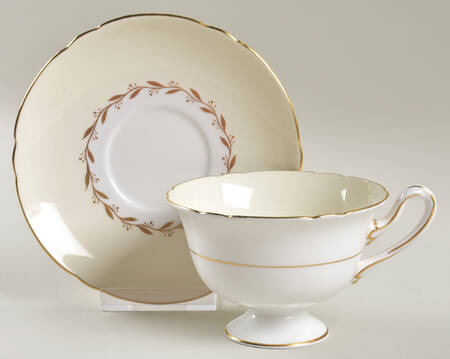 Bridal Wreath Footed Cup & Saucer Set
