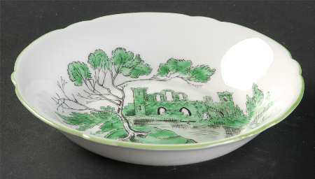 Castle Green (Green Trim) Fruit/Dessert (Sauce) Bowl